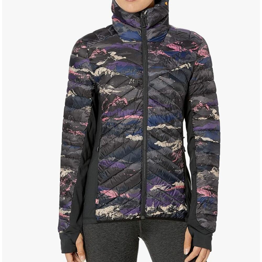 ORAGE Phoenix Jacket Quilted Puffer Full Zip Printed High Collar LARGE Ski Layer